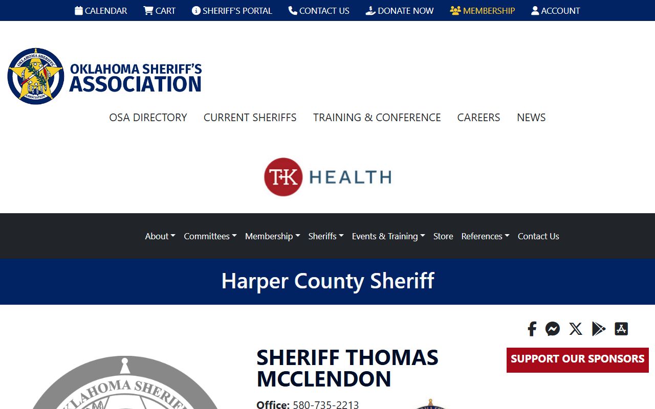 Oklahoma Sheriffs Association profile for Harper County Jail operator