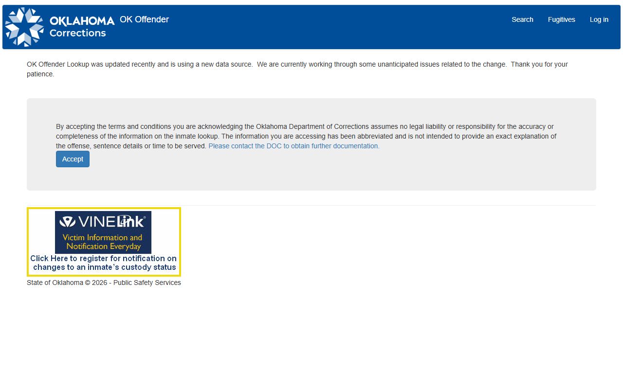 Harper County state inmate search through Oklahoma Department of Corrections offender lookup